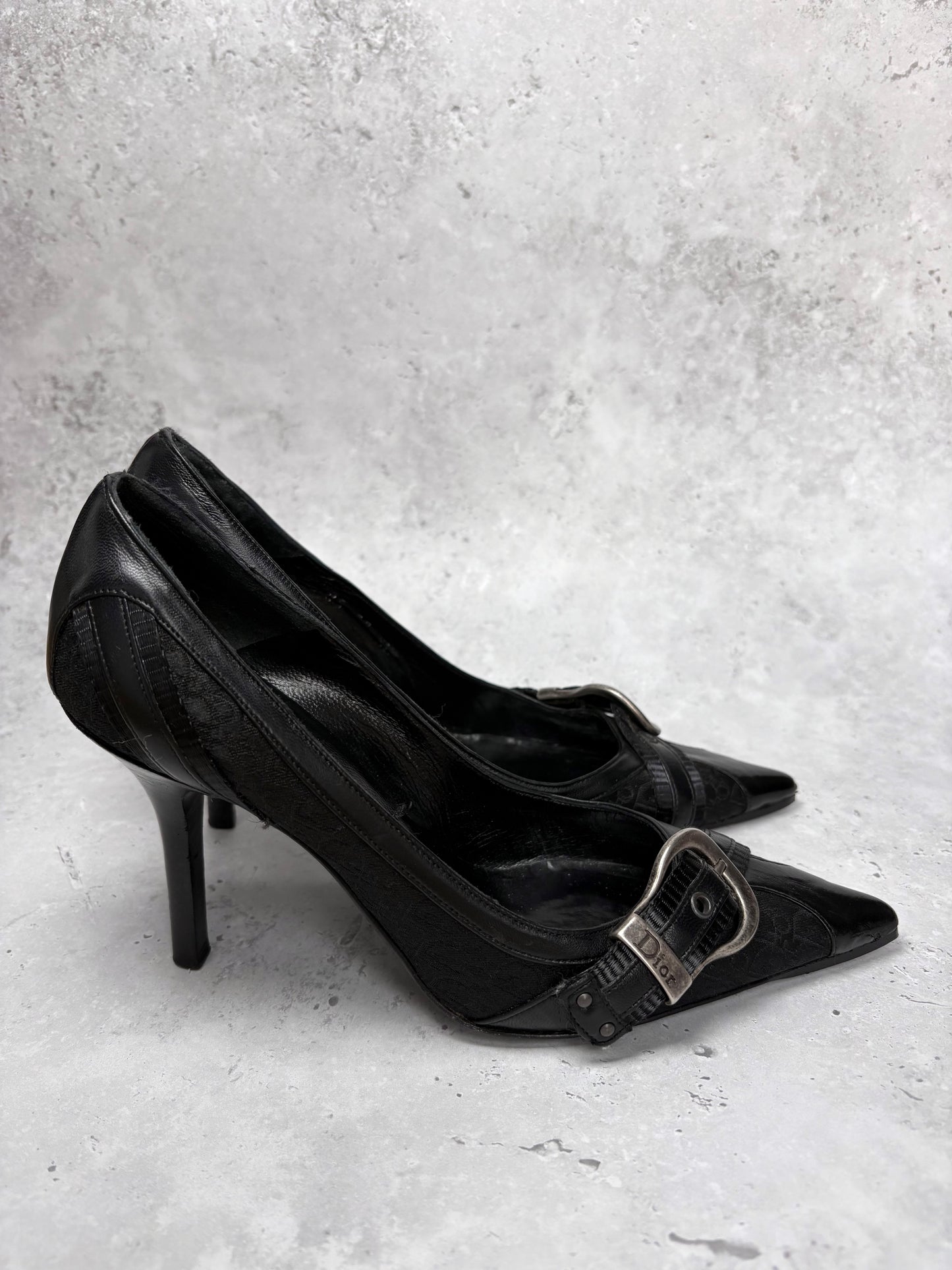 Dior Monogram Buckle Heels