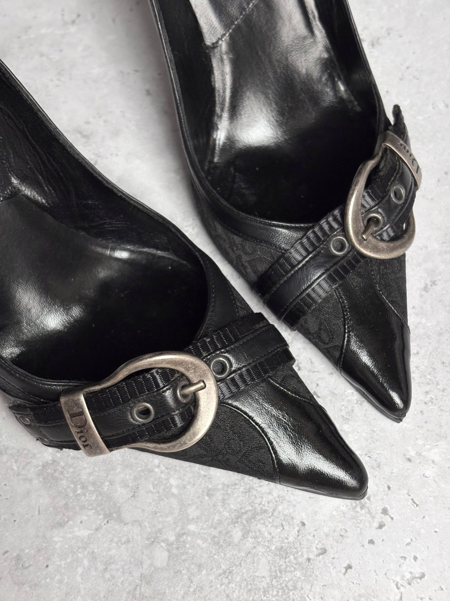 Dior Monogram Buckle Heels