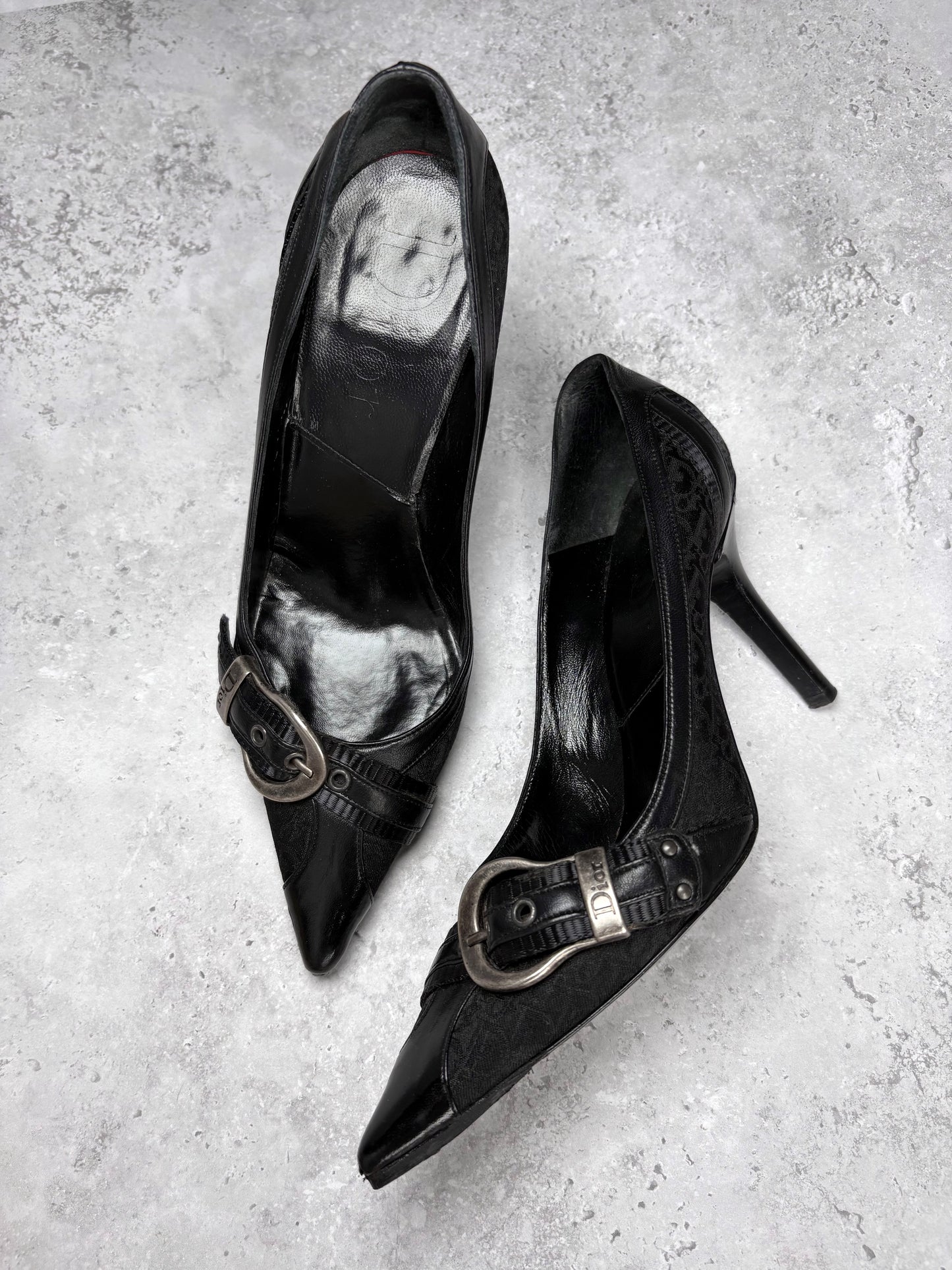Dior Monogram Buckle Heels