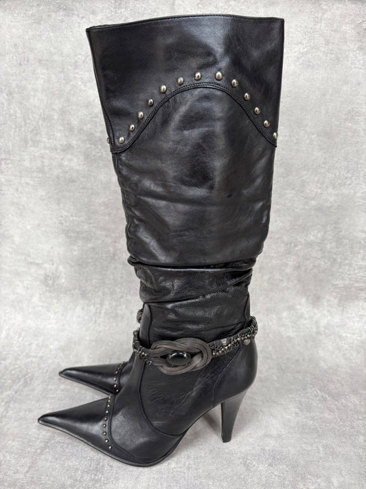 El Dantes Vintage Slouch Boots with Chains