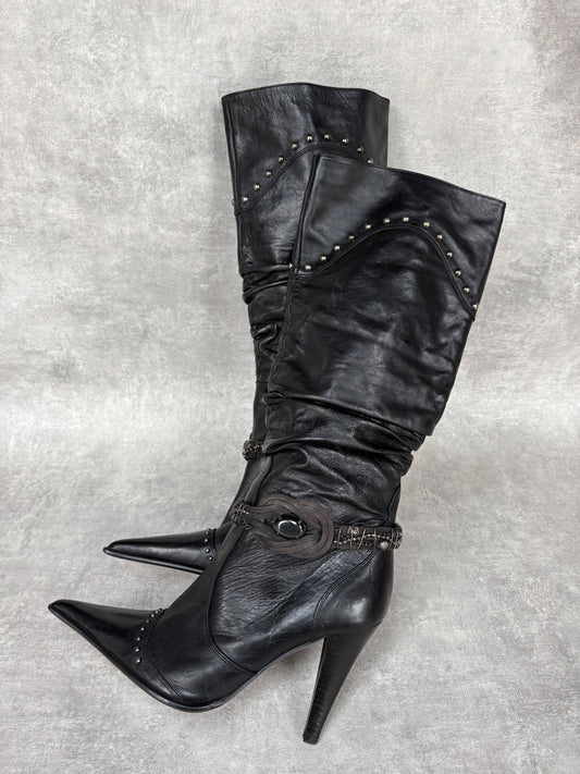 El Dantes Vintage Slouch Boots with Chain