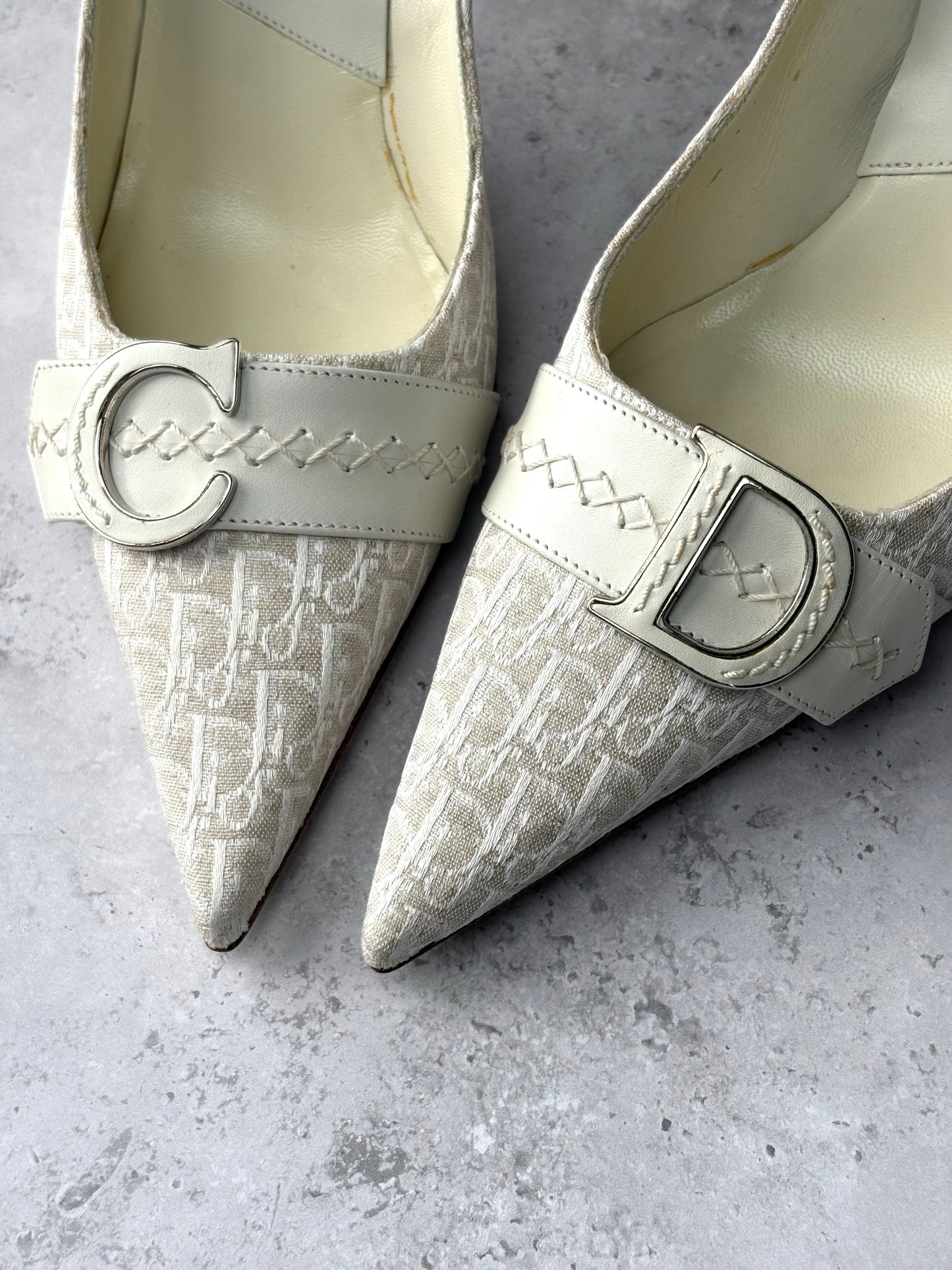 Dior Monogram Cream Heels