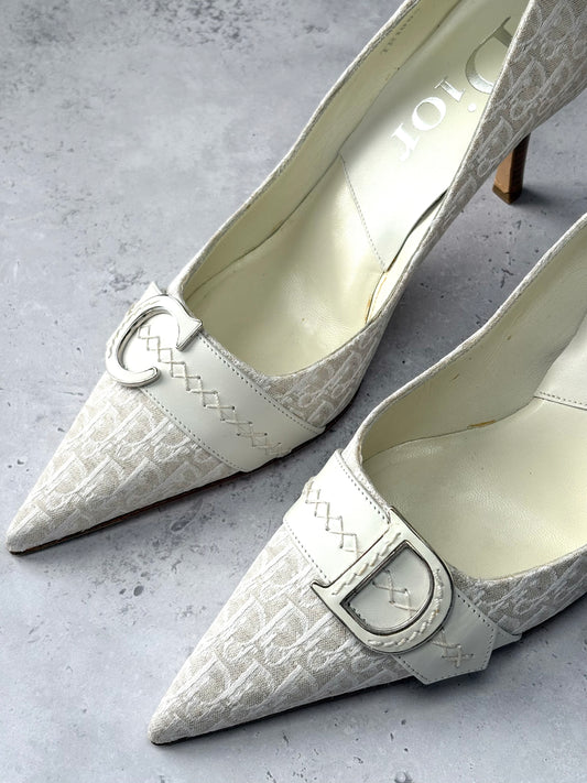 Dior Monogram Cream Heels