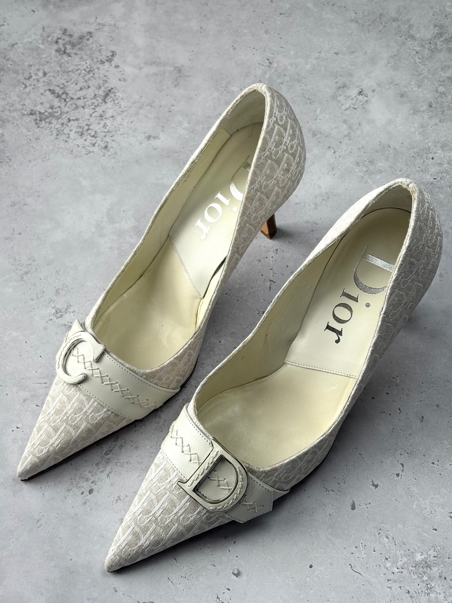 Dior Monogram Cream Heels