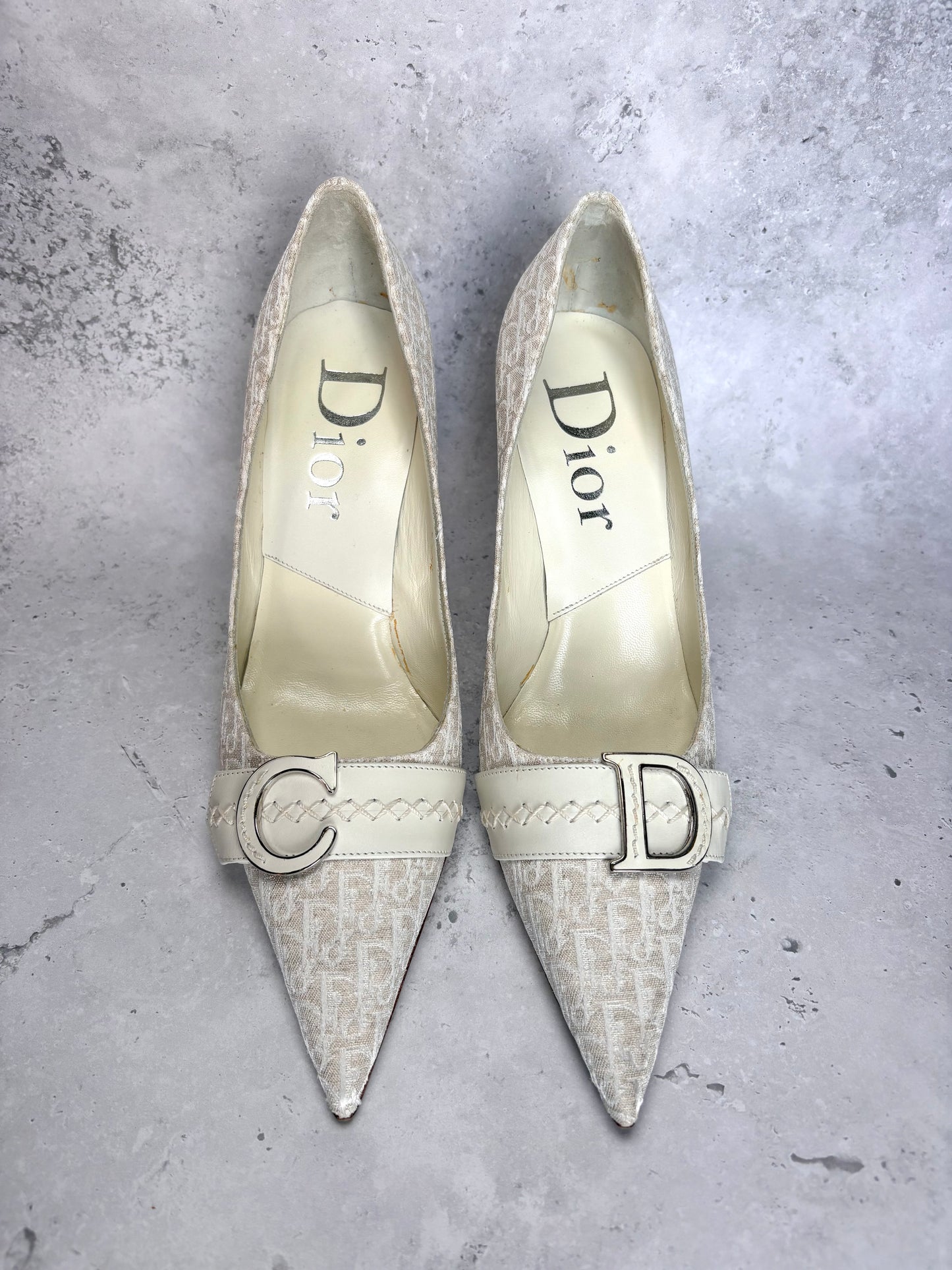 Dior Monogram Cream Heels