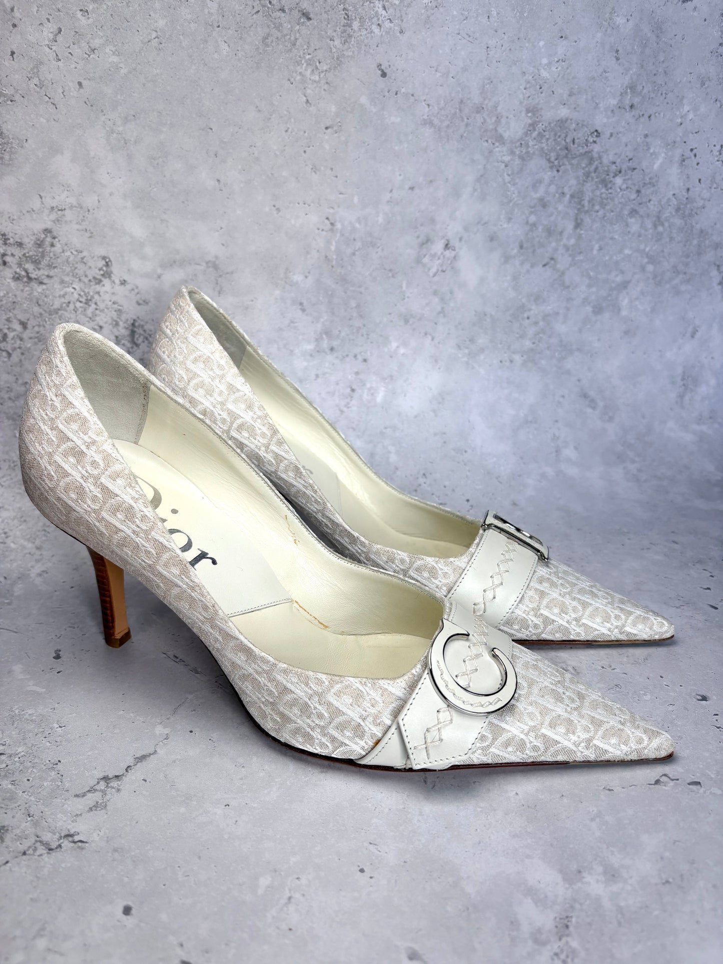 Dior Monogram Cream Heels