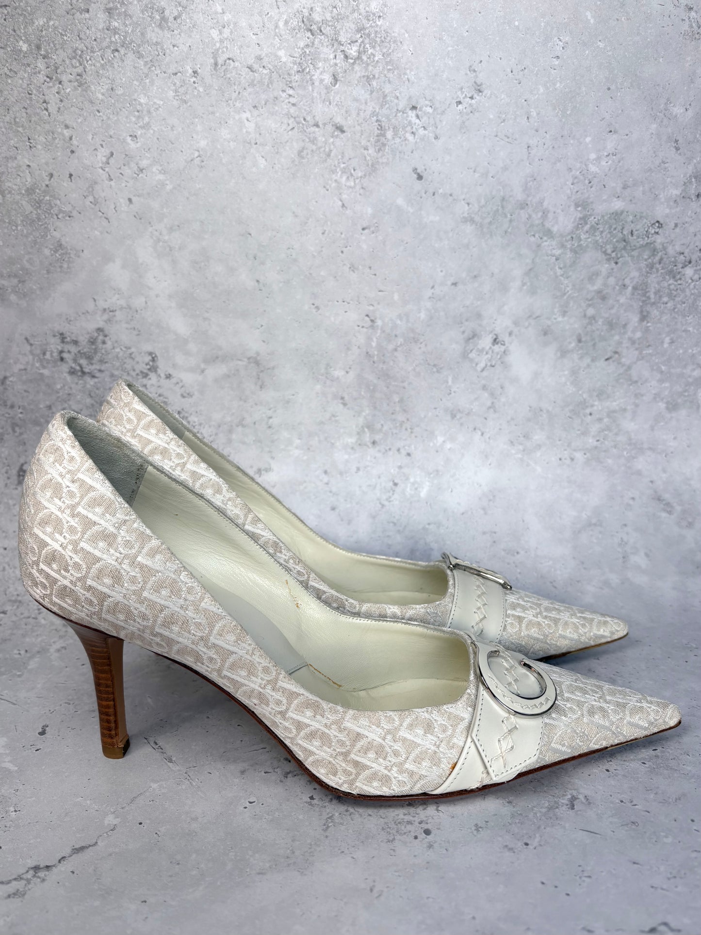 Dior Monogram Cream Heels