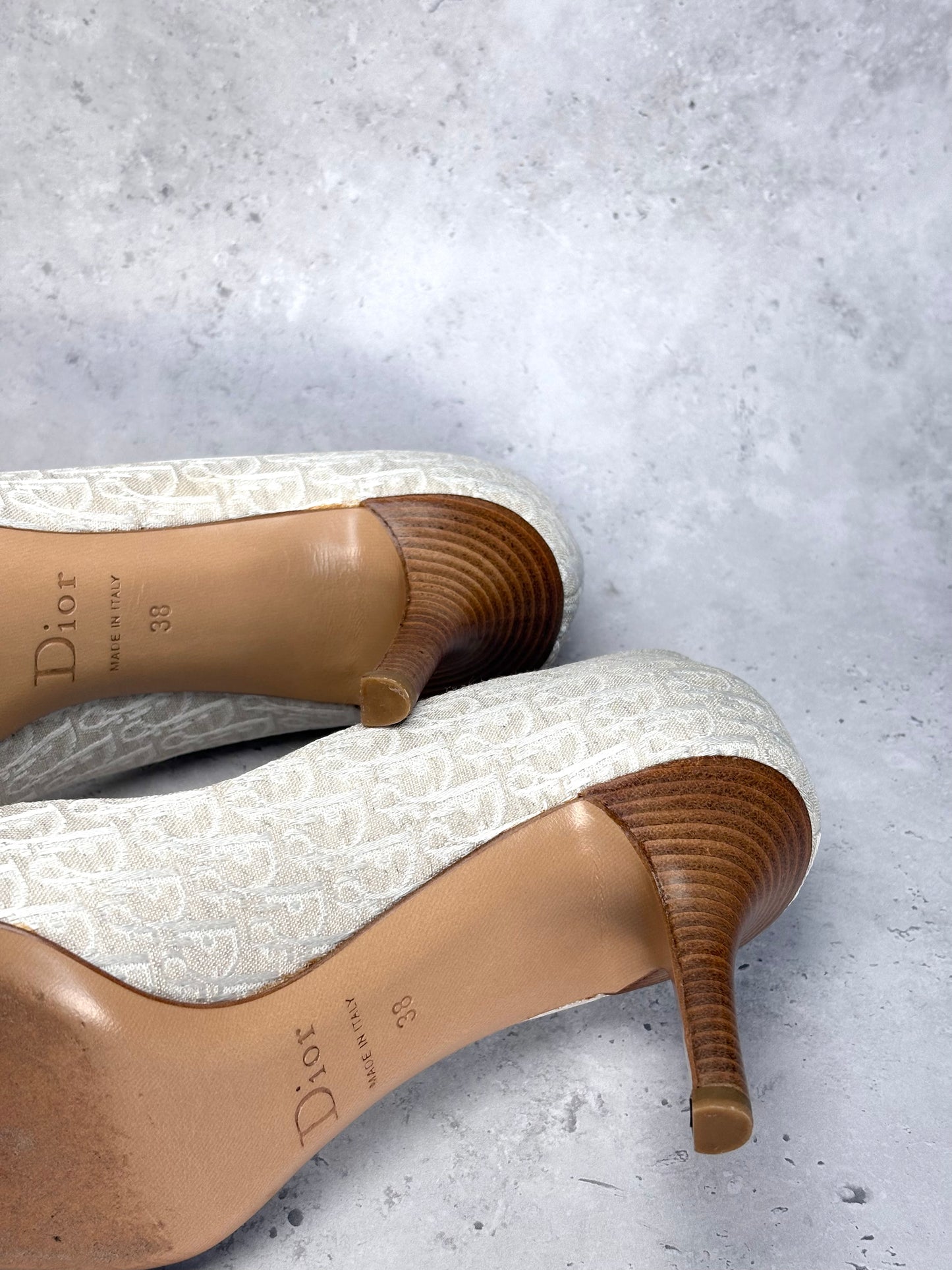 Dior Monogram Cream Heels