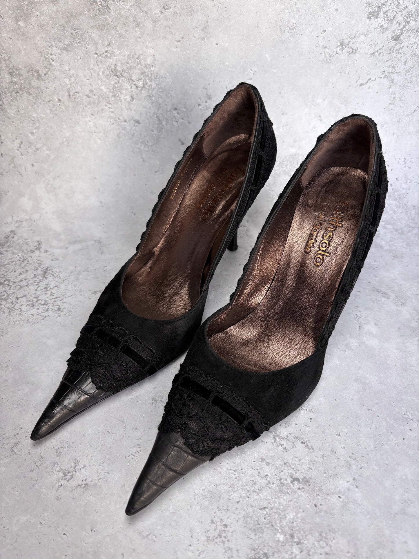 El Dantes Black Suede Heels