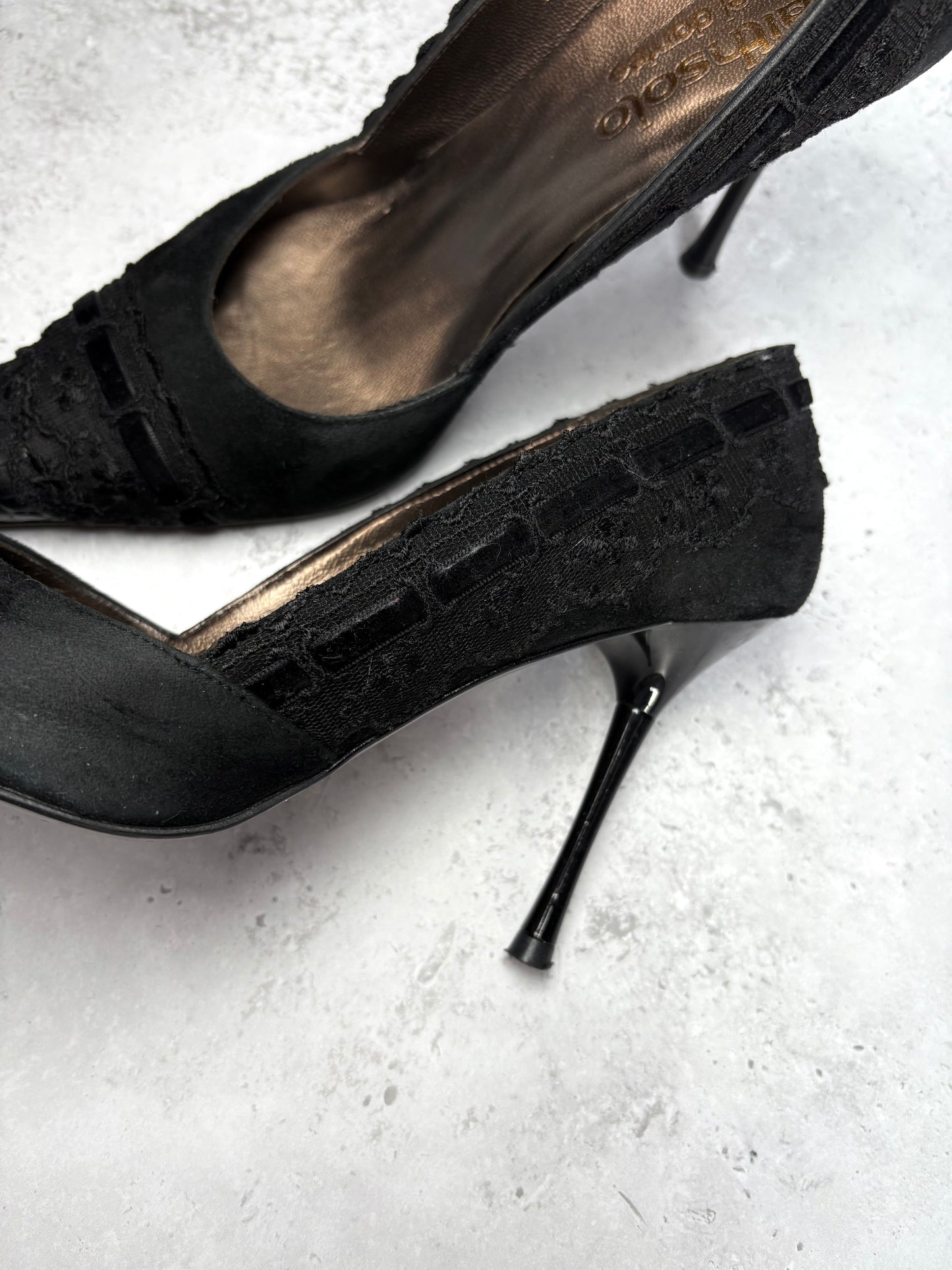 El Dantes Black Suede Heels