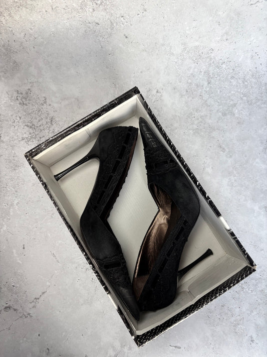 El Dantes Black Suede Heels