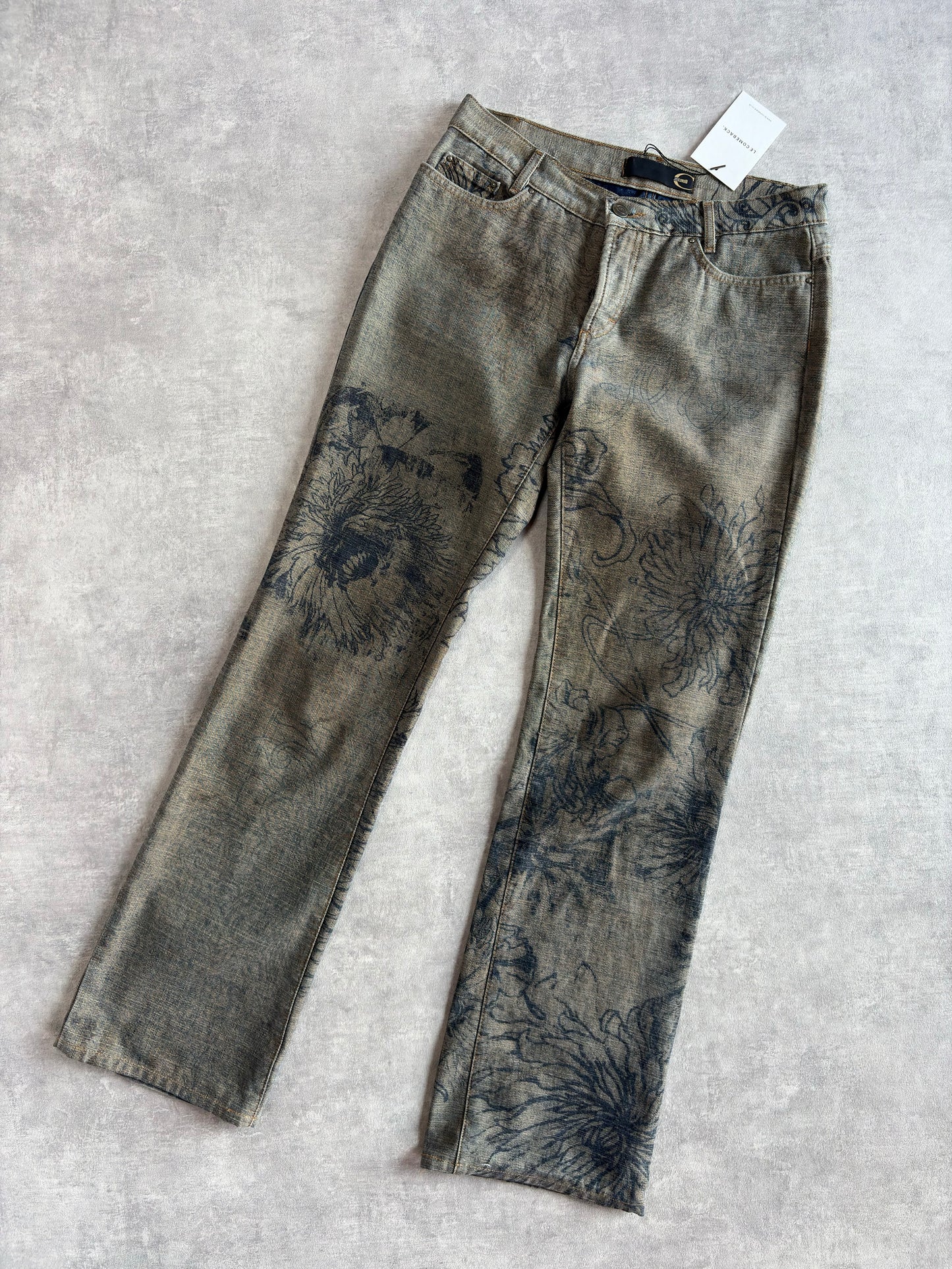 Cavalli Floral Print Blue Jeans