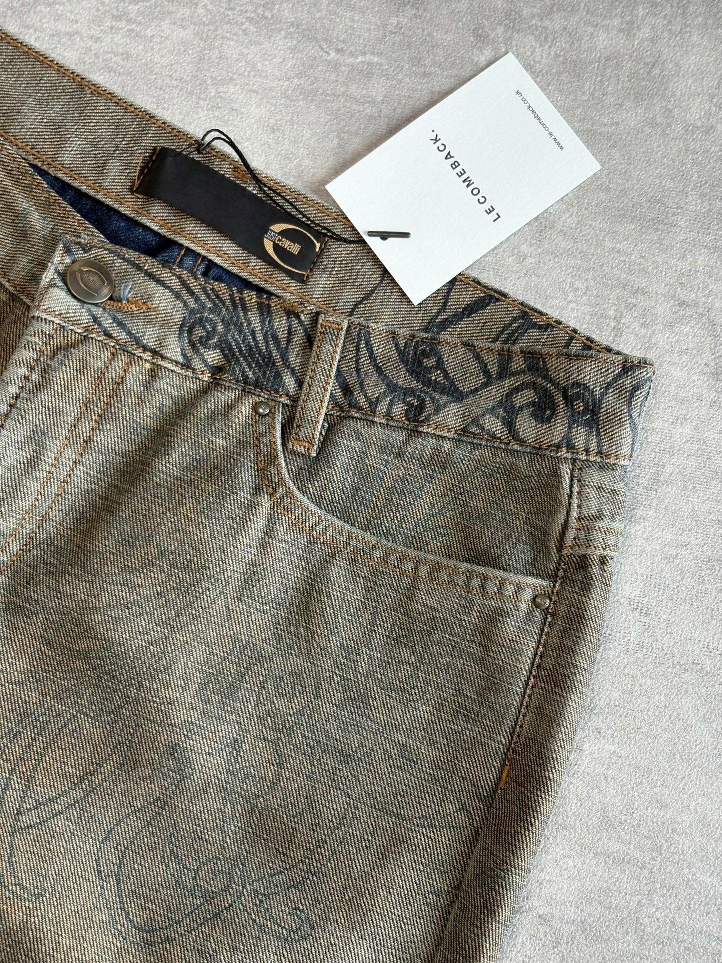 Cavalli Floral Print Blue Jeans