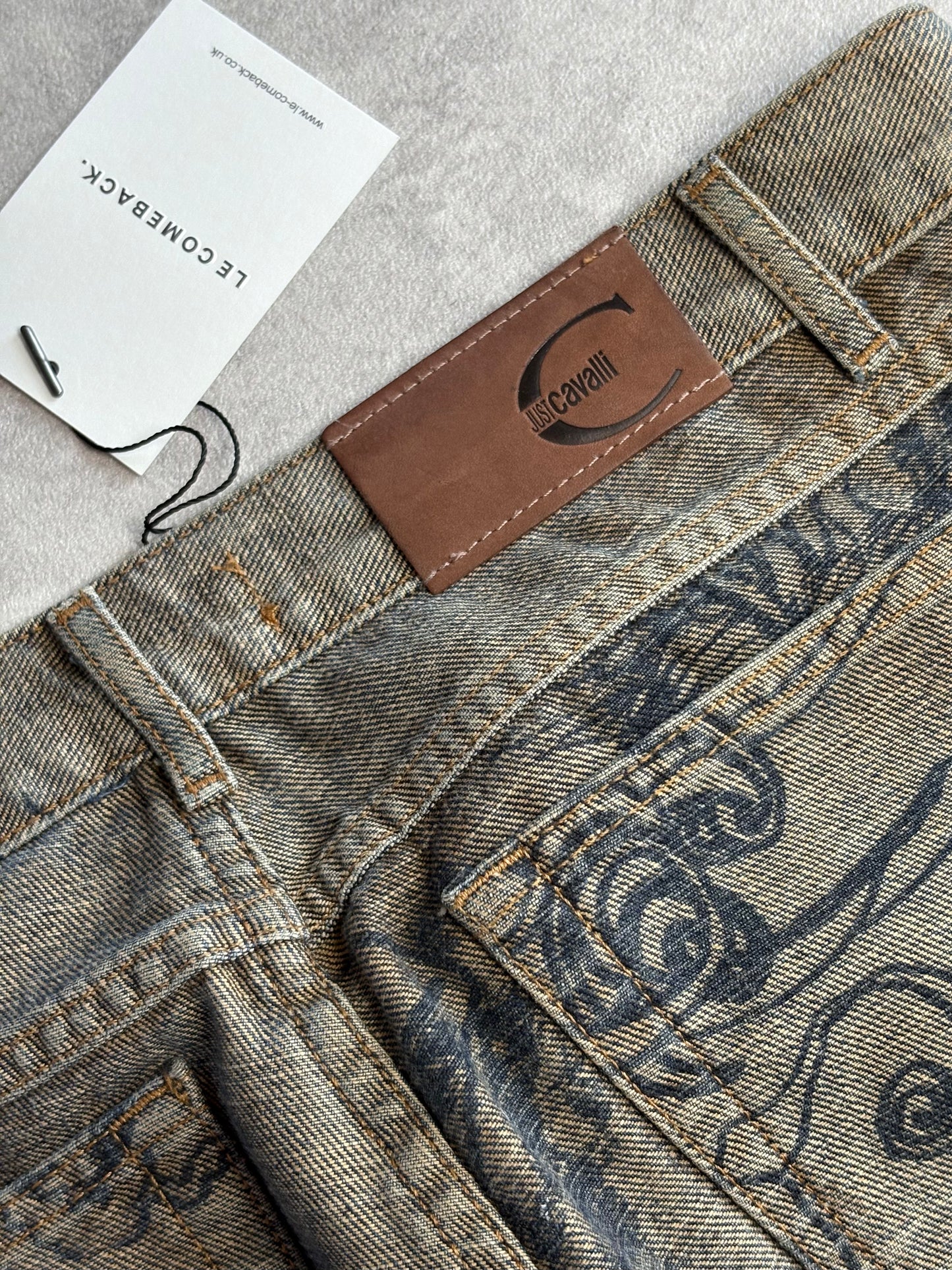 Cavalli Floral Print Blue Jeans