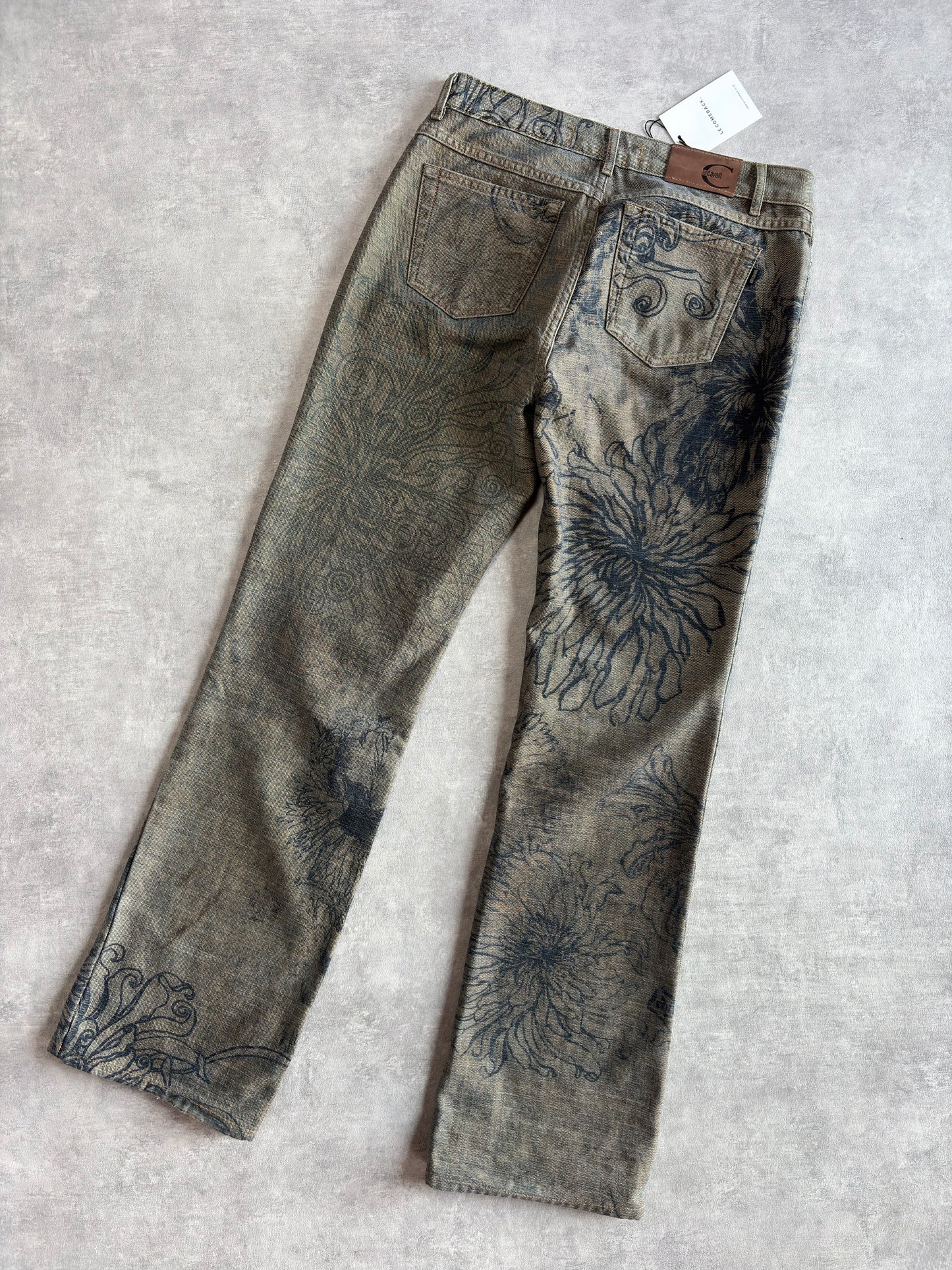 Cavalli Floral Print Blue Jeans