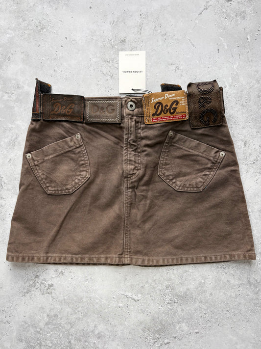 D&G Leather Tab Mini Skirt