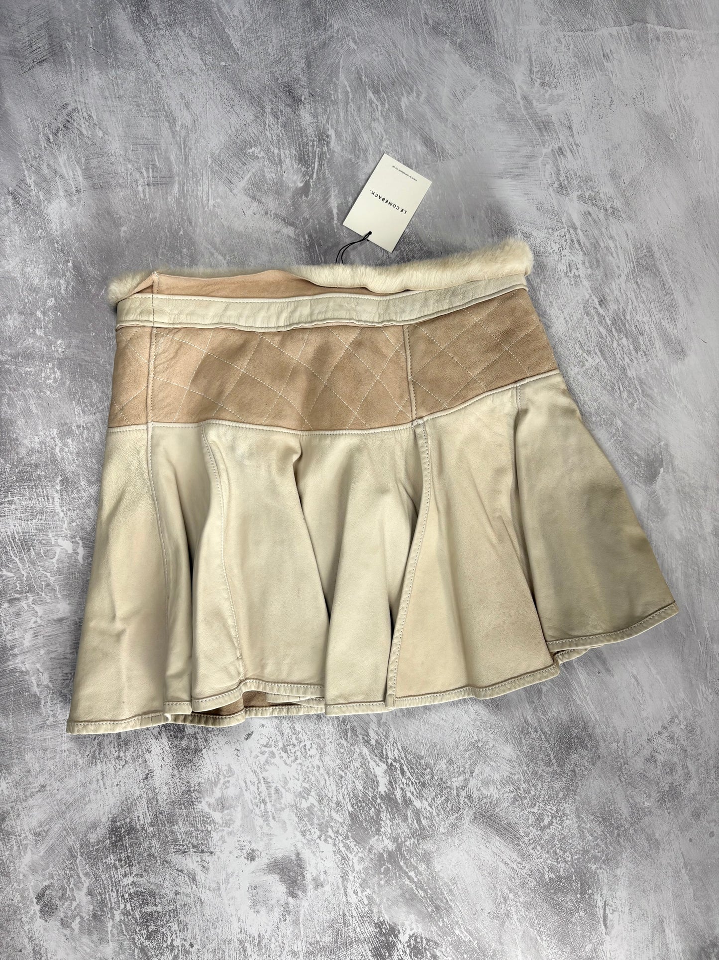 Cavalli Shearling and Suede Skirt