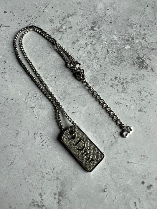 Dior Diamante Dog Tag Necklace