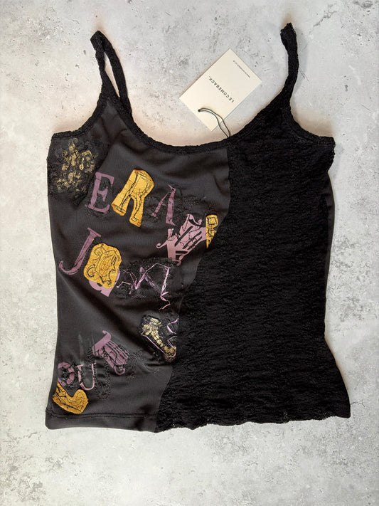 Versace Logo Print Lace Cami