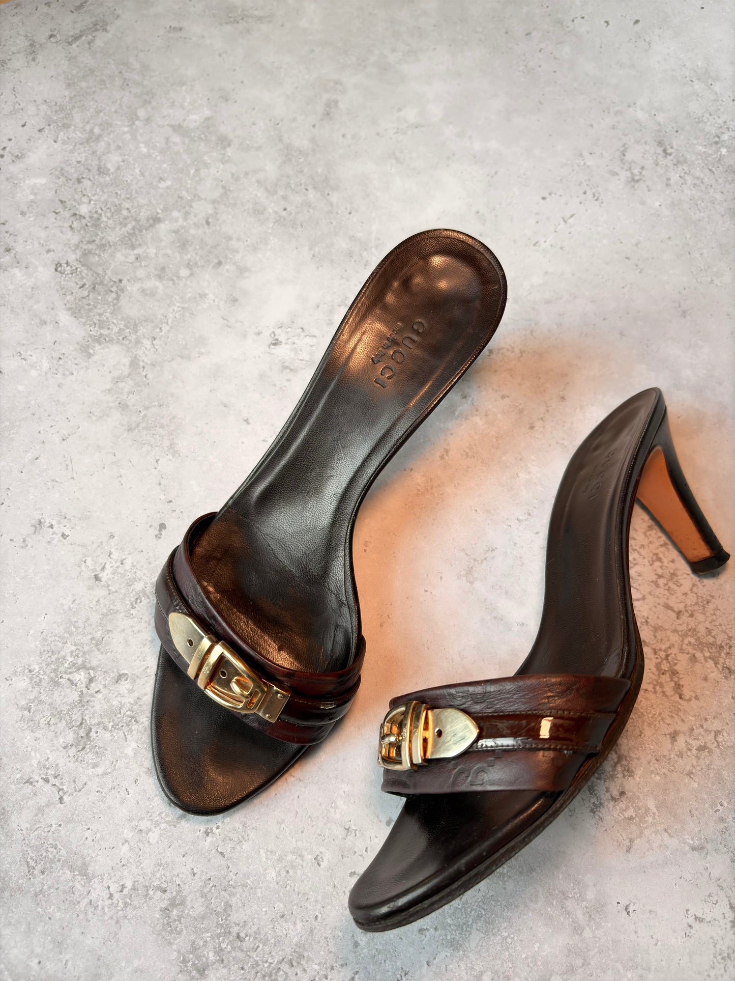 Gucci Dark Brown Buckle Mule