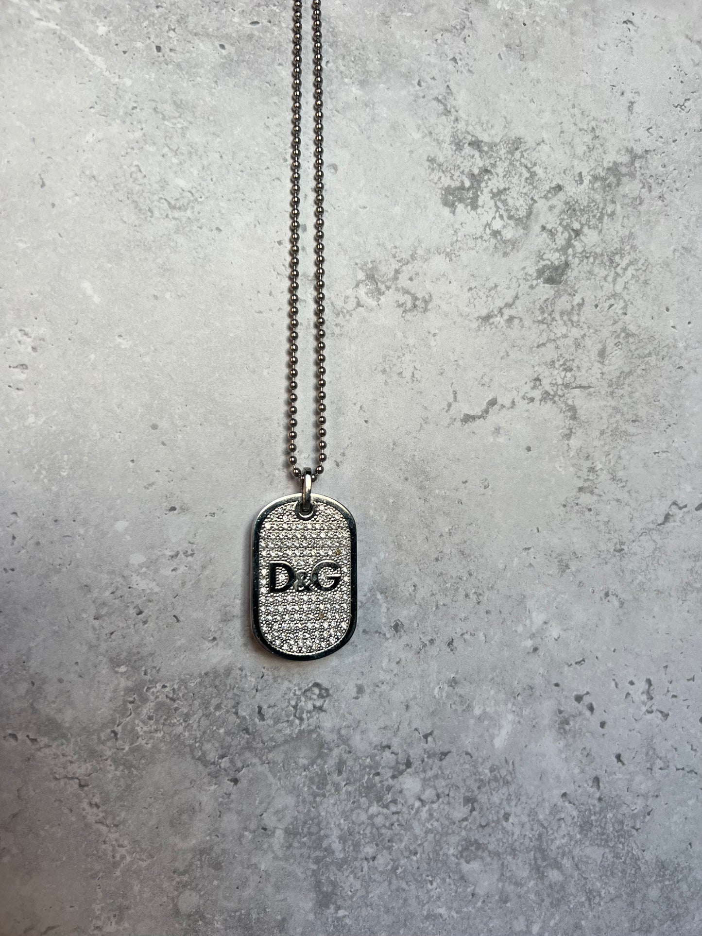 D&G Diamanté Dog Tag Necklace