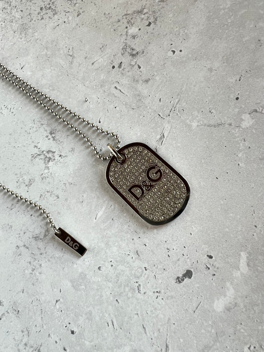 D&G Diamanté Dog Tag Necklace