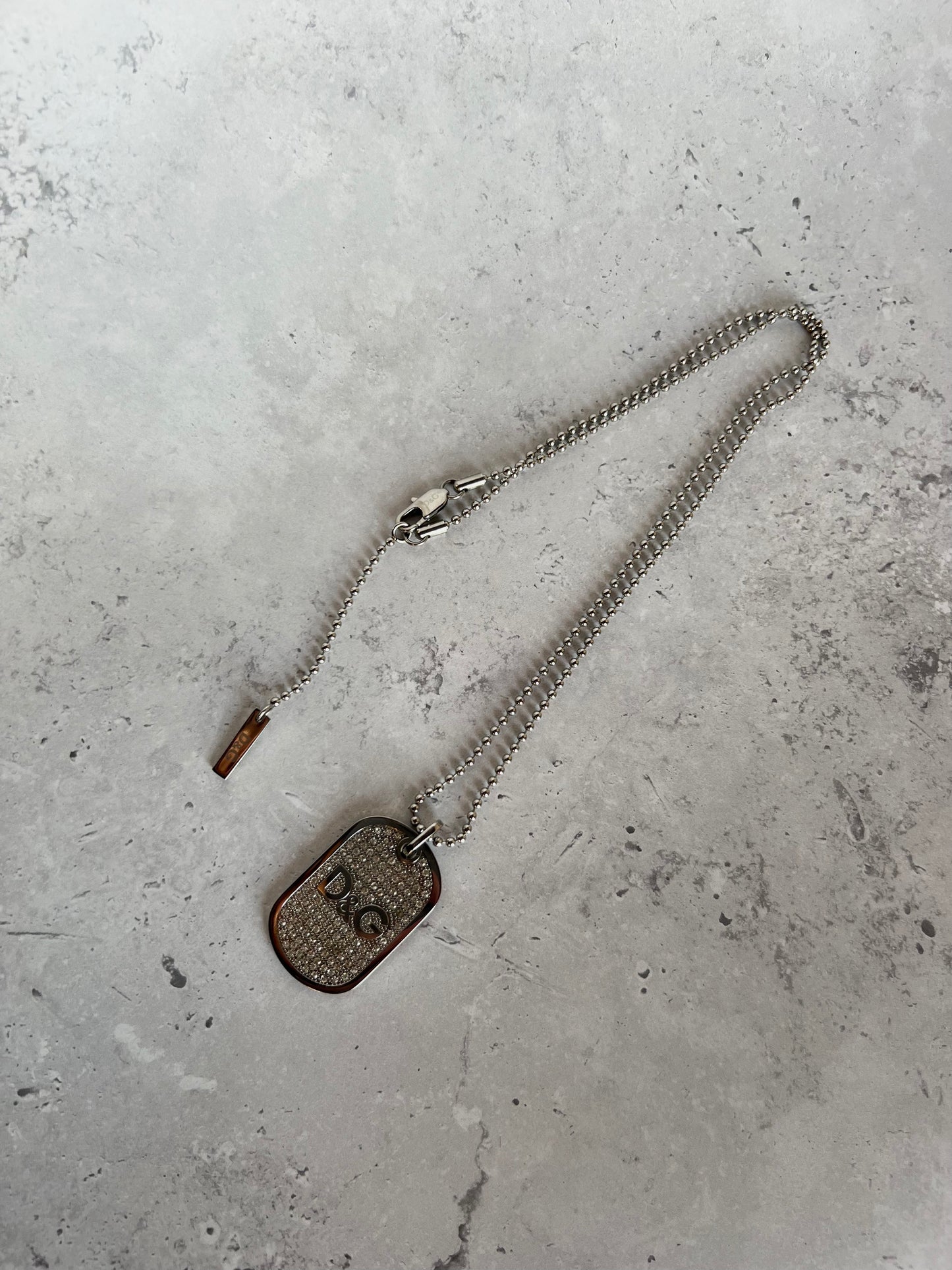 D&G Diamanté Dog Tag Necklace