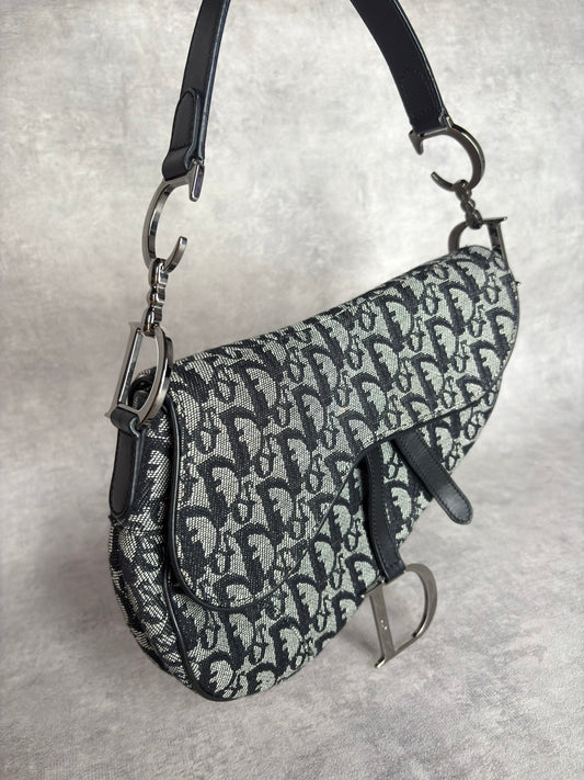 Dior Oblique Denim Saddle Bag