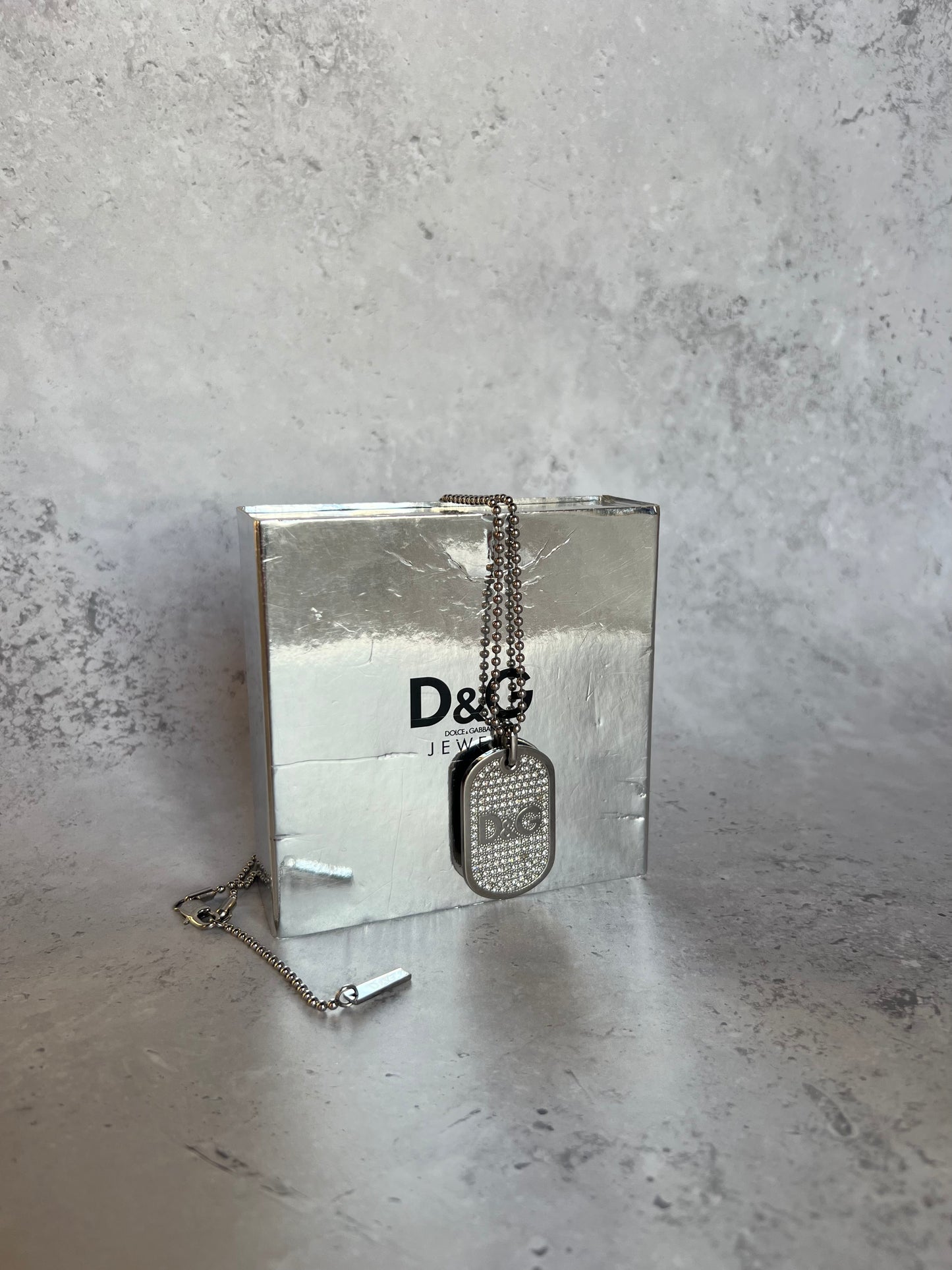 D&G Diamanté Dog Tag Necklace