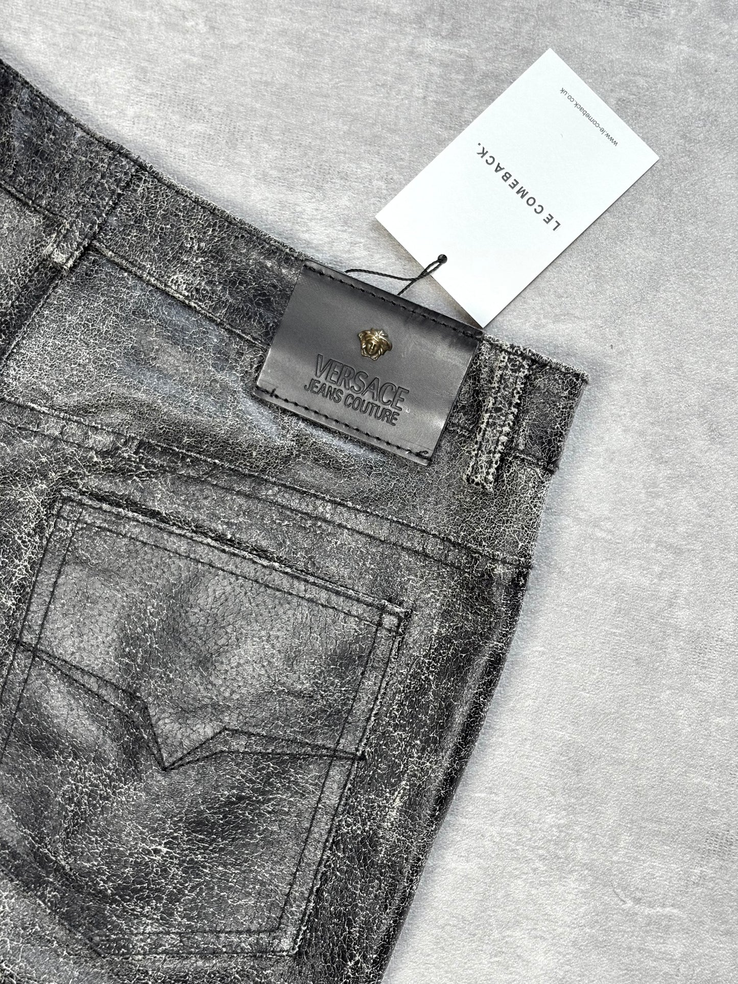 Versace Distressed Leather Trousers