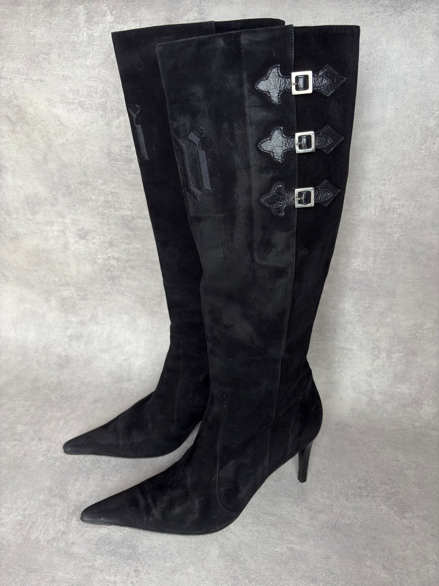 Versace Buckle Knee Boots