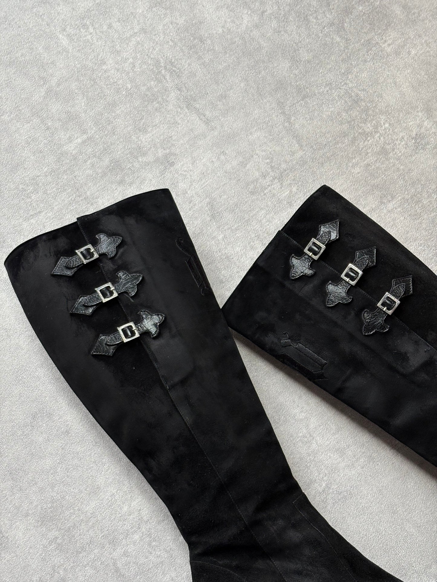Versace Buckle Knee Boots