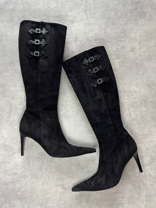Versace Buckle Knee Boots