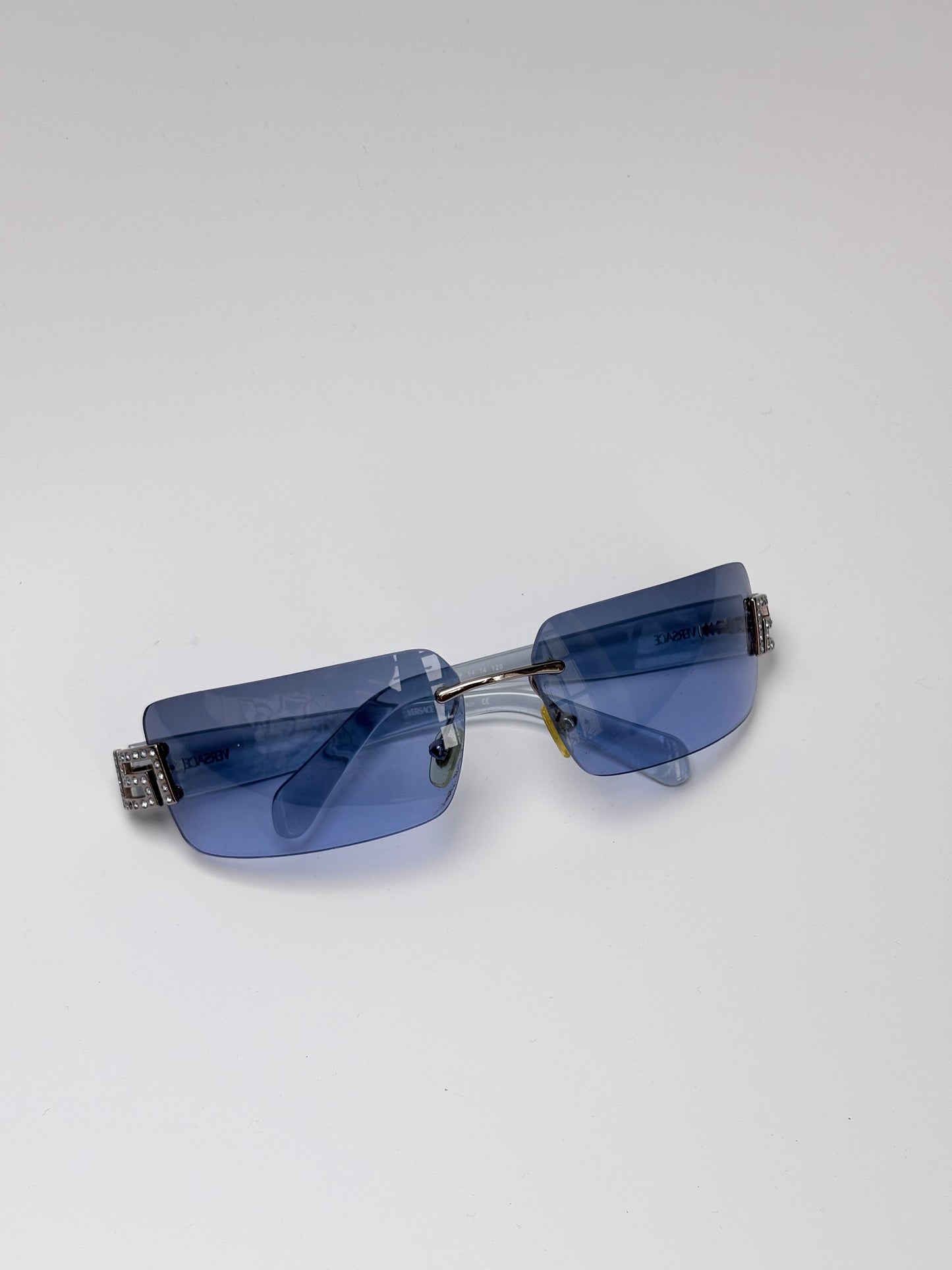 Versace Diamante Blue Rimless Sunglasses
