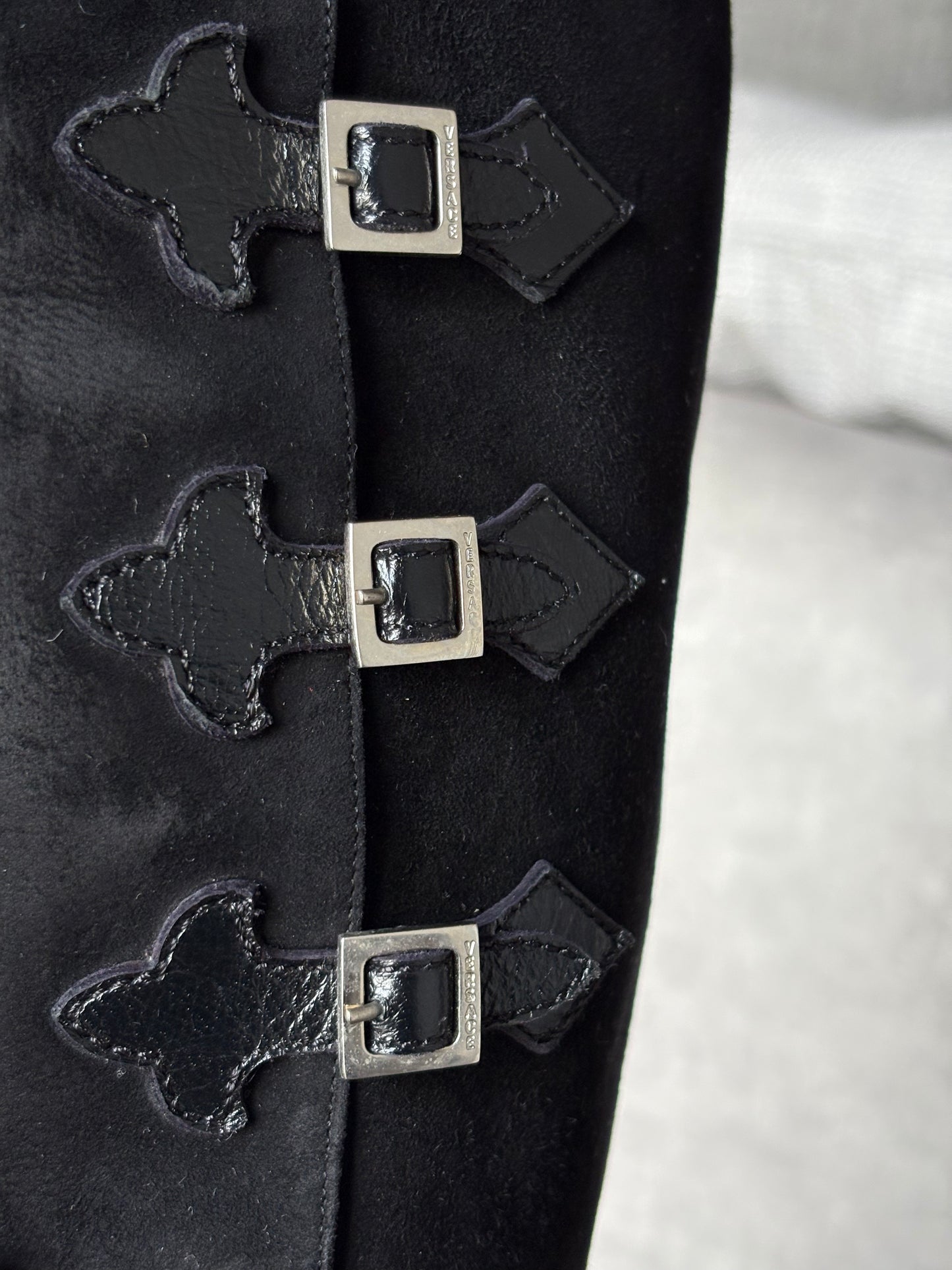Versace Buckle Knee Boots