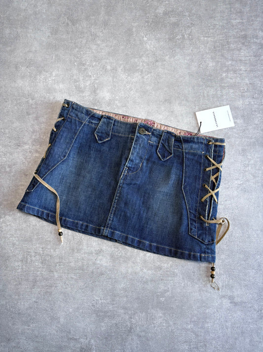 D&G Lace Up Denim Mini Skirt