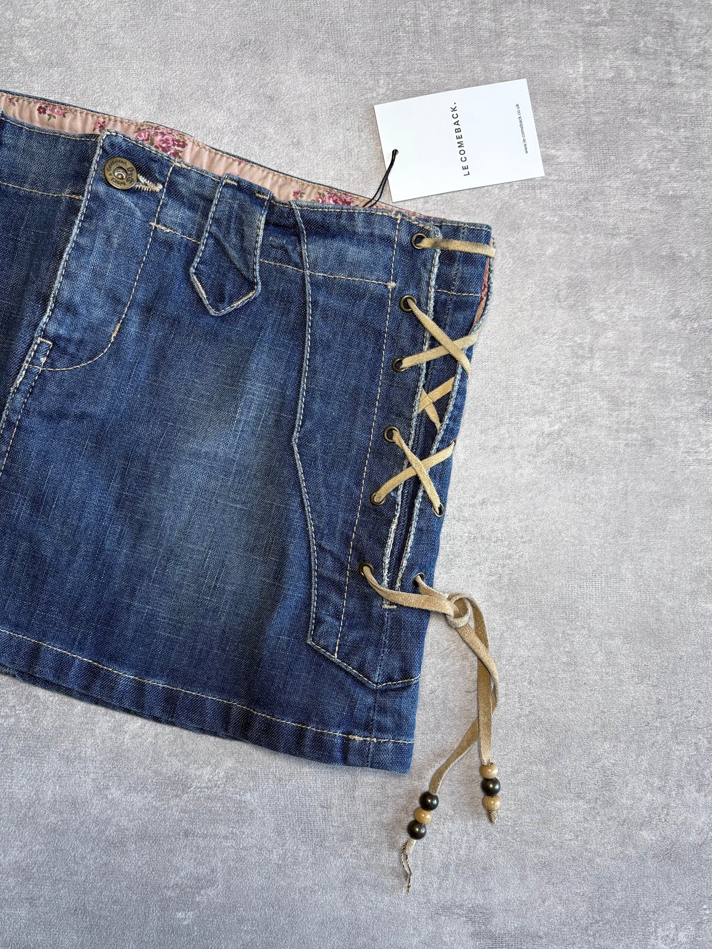 D&G Lace Up Denim Mini Skirt