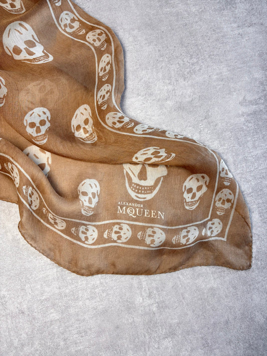 Alexander McQueen Tan Skull Scarf