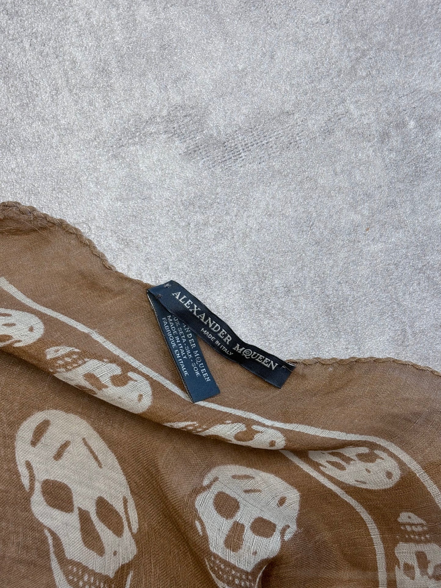 Alexander McQueen Tan Skull Scarf