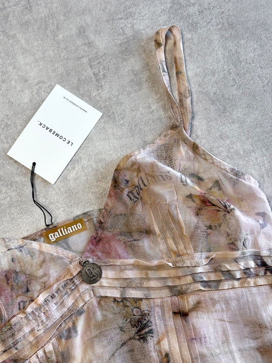 Galliano Sheer Newspaper Print Cami