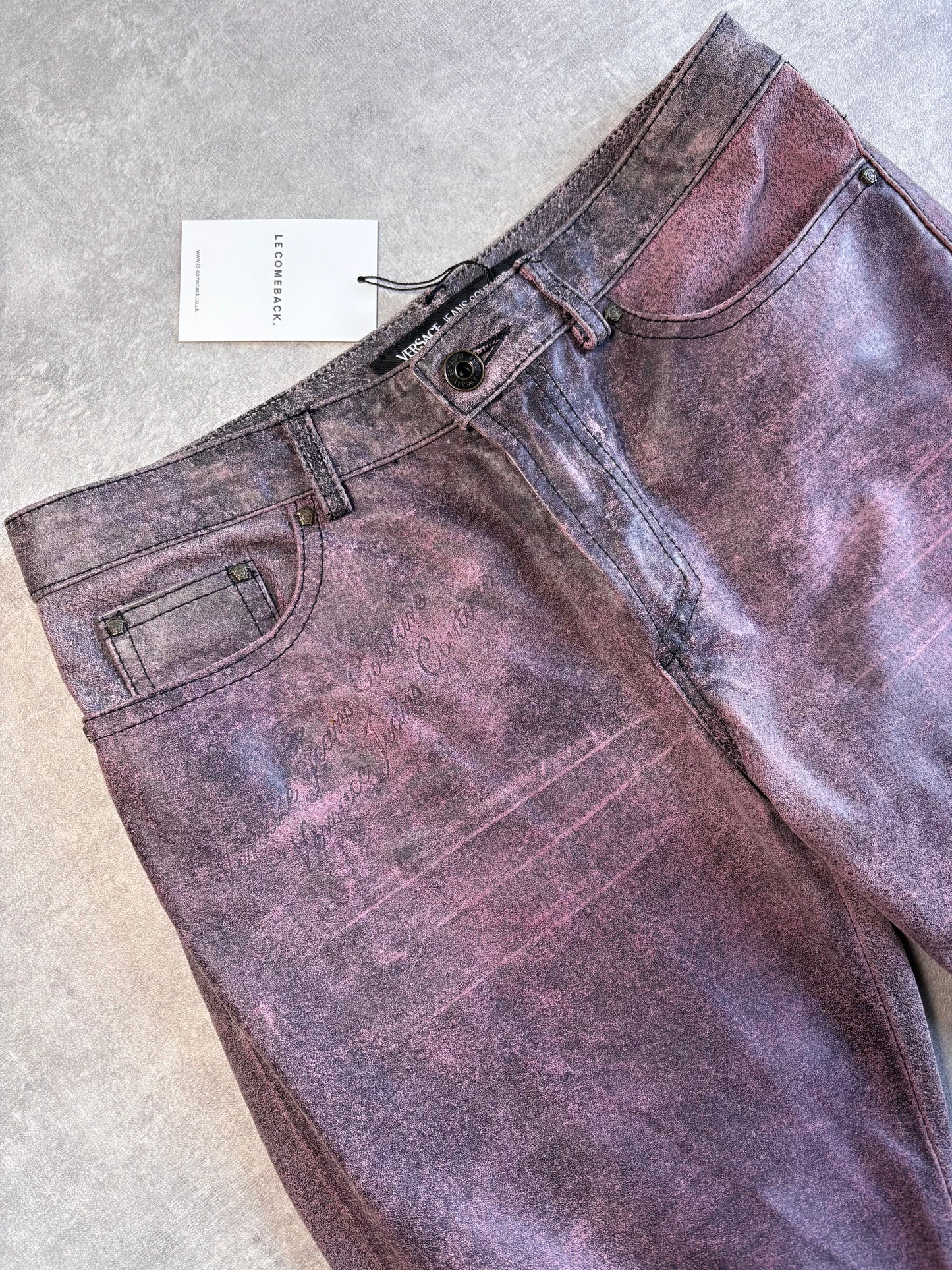 Versace Distressed Leather Trousers