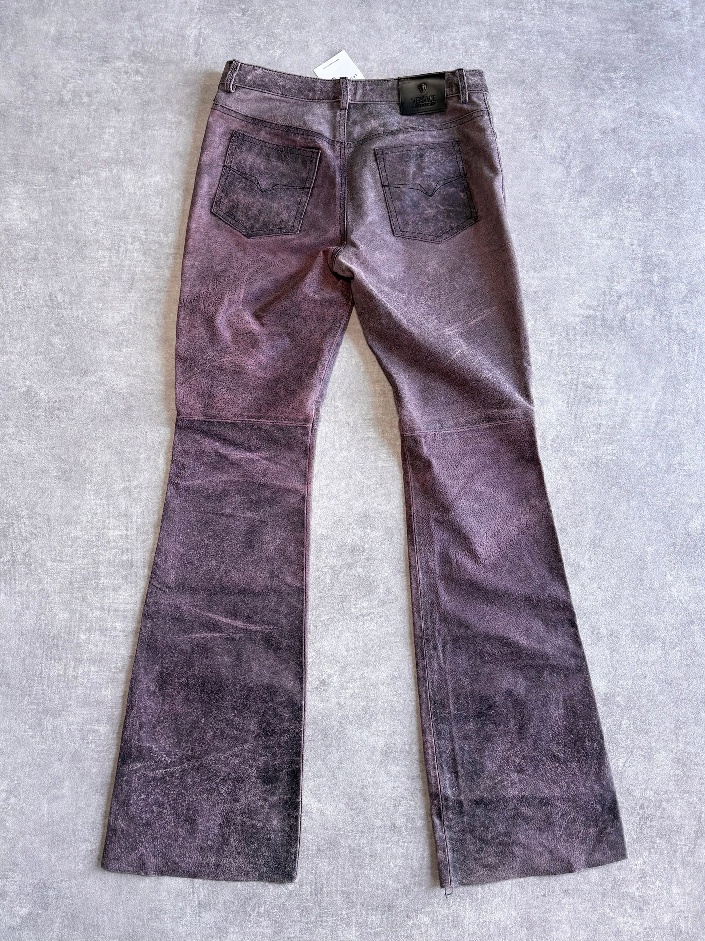 Versace Distressed Leather Trousers
