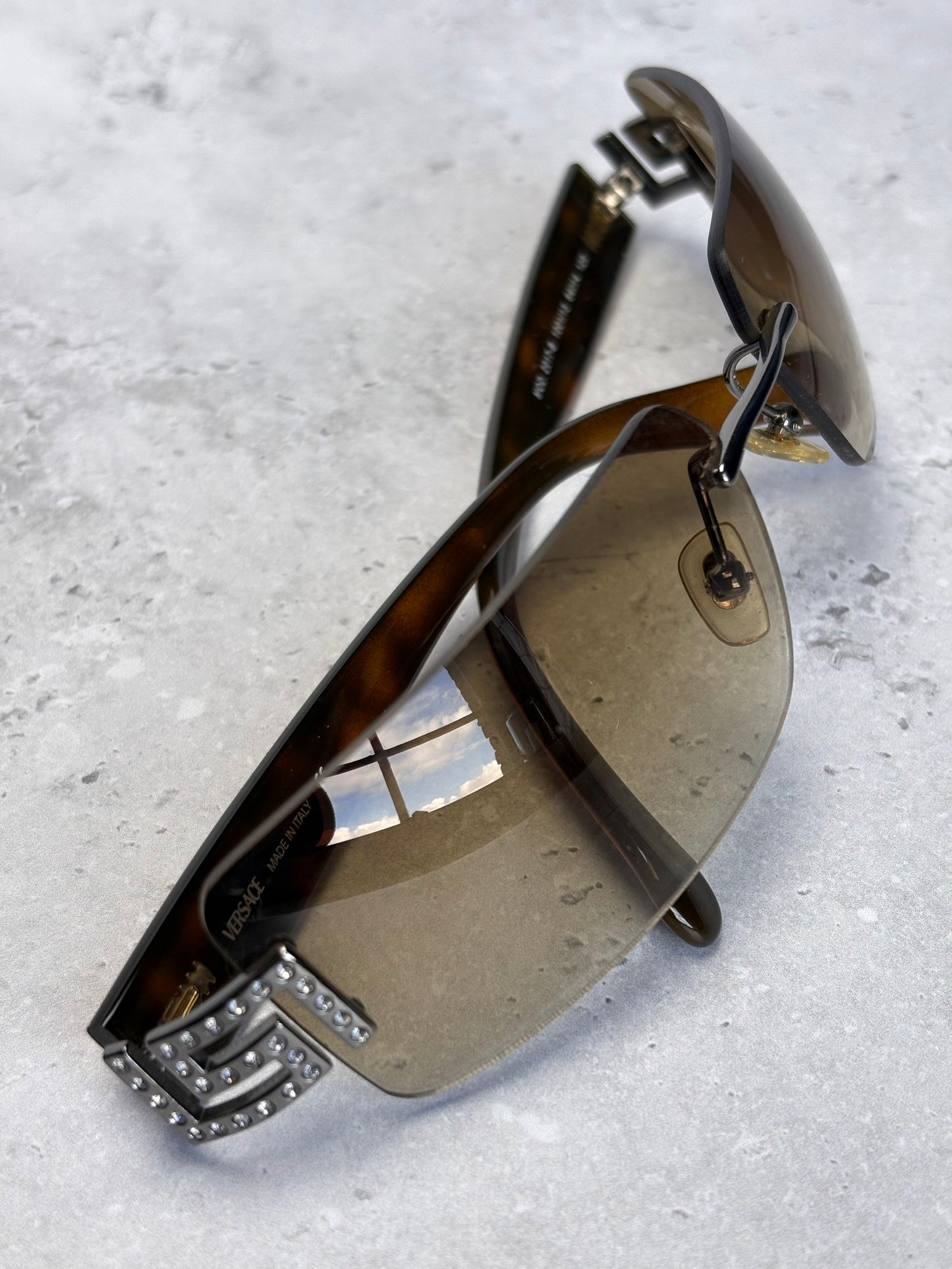Versace Diamante Rimless Sunglasses