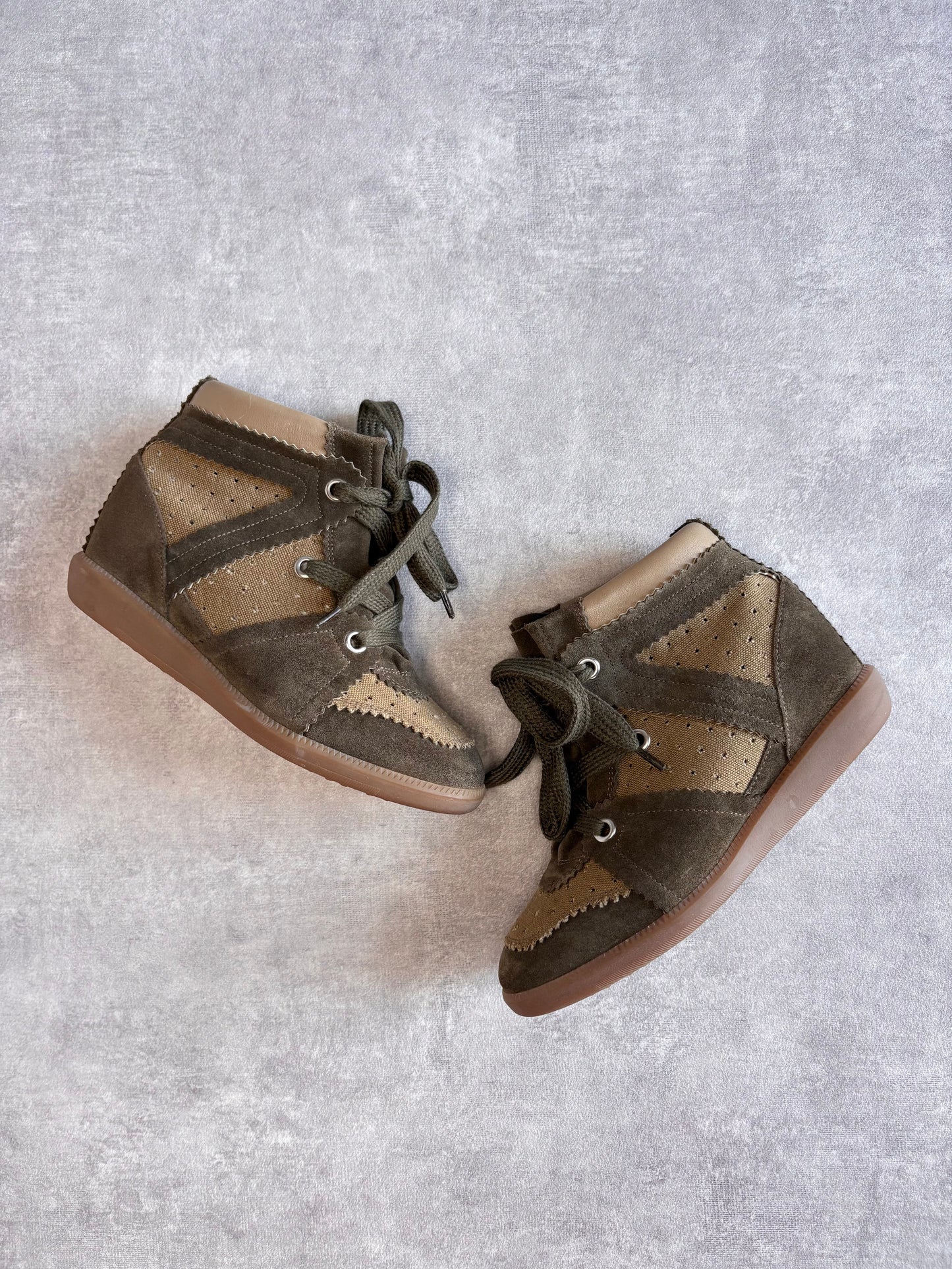 Isabel Marant Khaki and Brown Bobby Sneakers