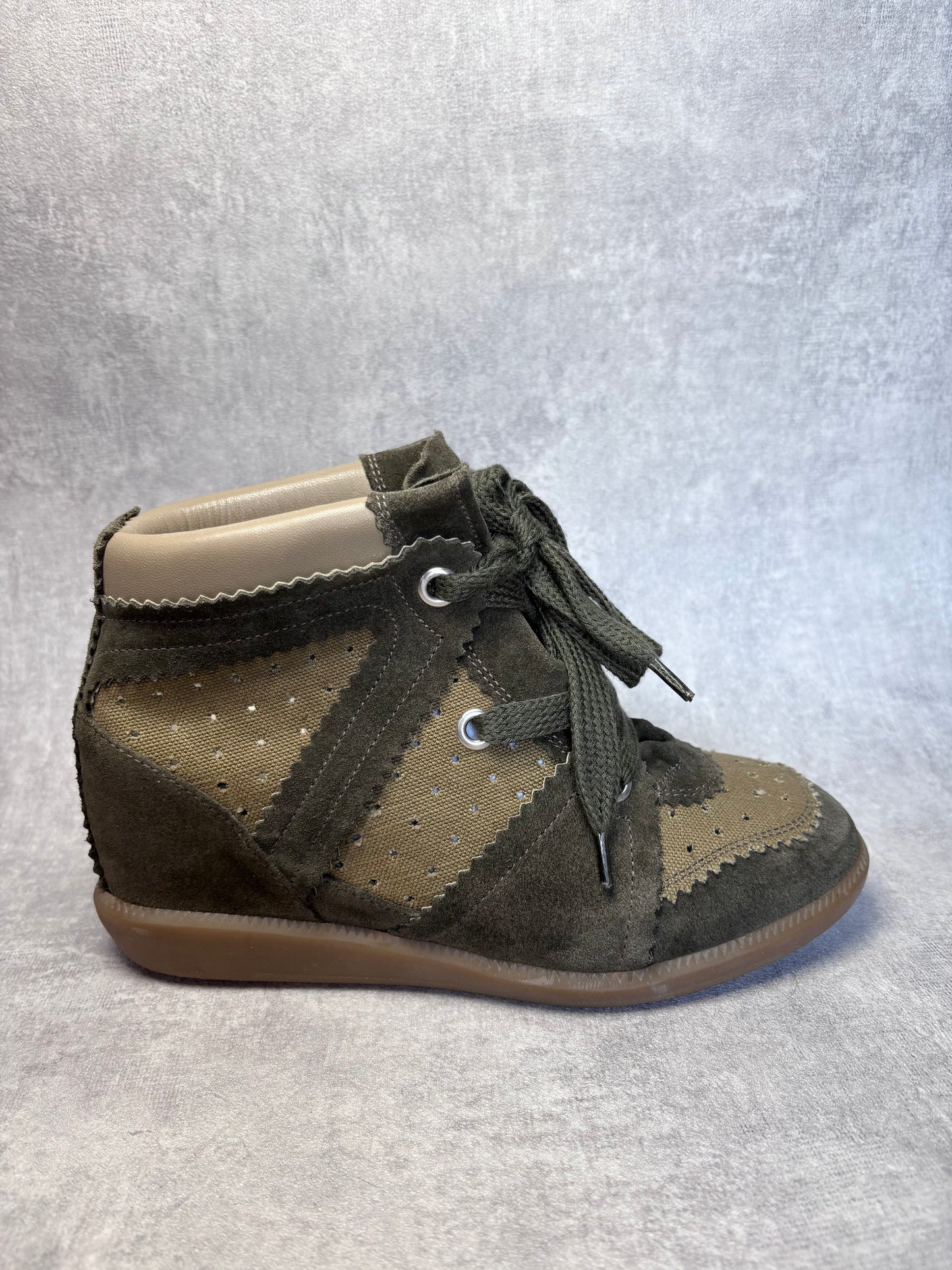 Isabel Marant Khaki and Brown Bobby Sneakers