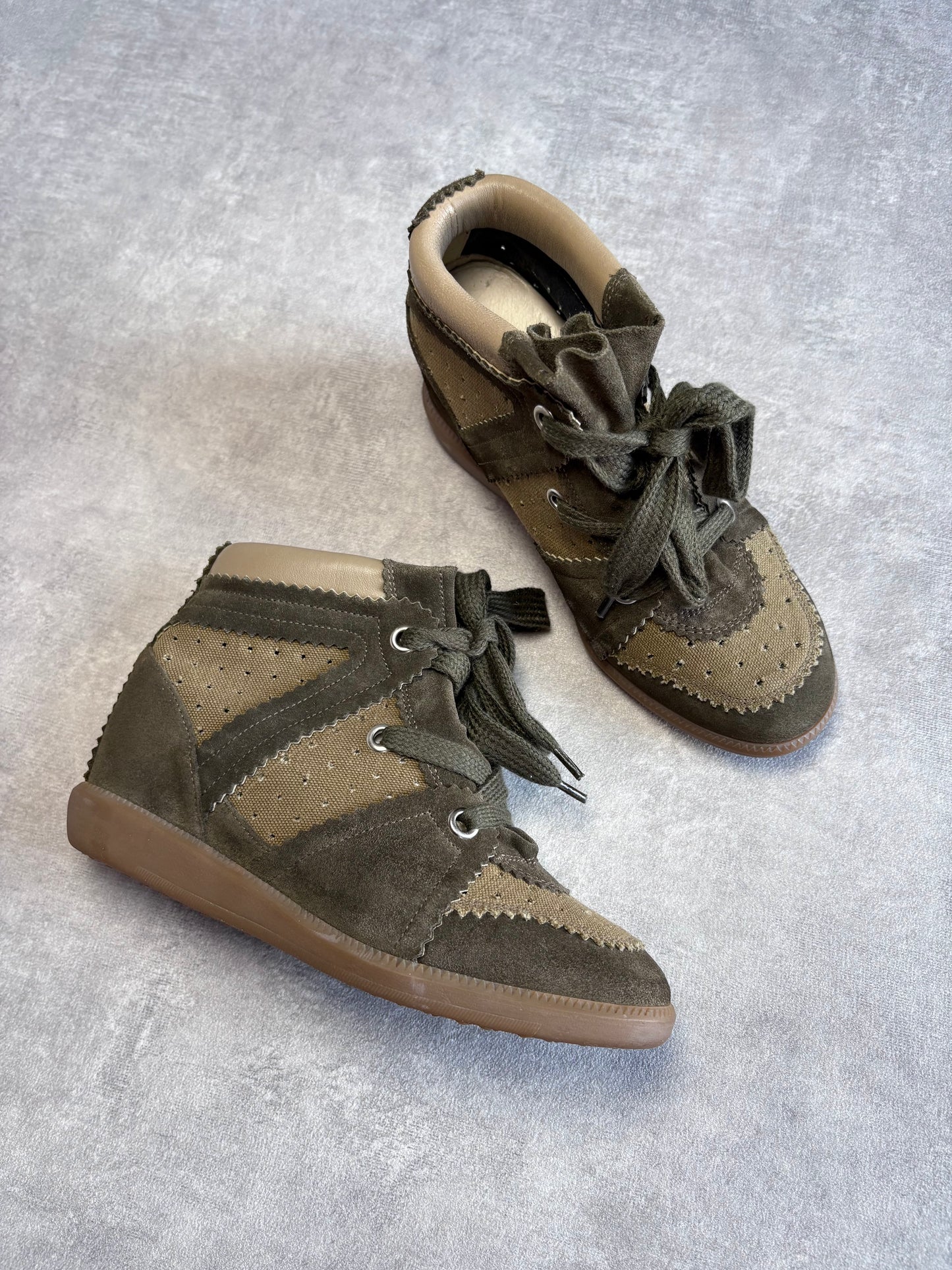 Isabel Marant Khaki and Brown Bobby Sneakers