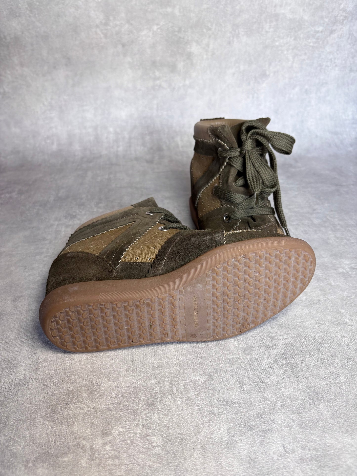 Isabel Marant Khaki and Brown Bobby Sneakers