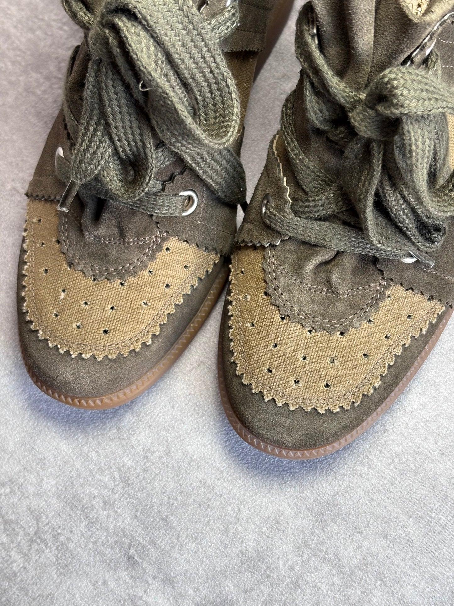 Isabel Marant Khaki and Brown Bobby Sneakers