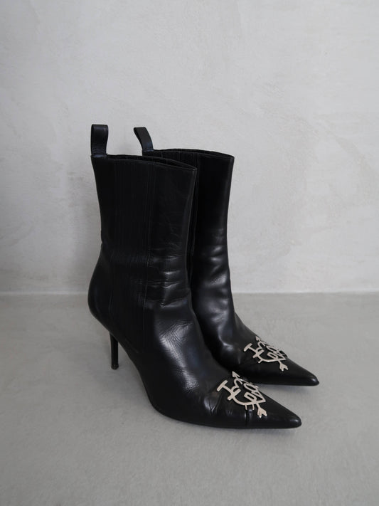 Dior Metal Logo Ankle Boots