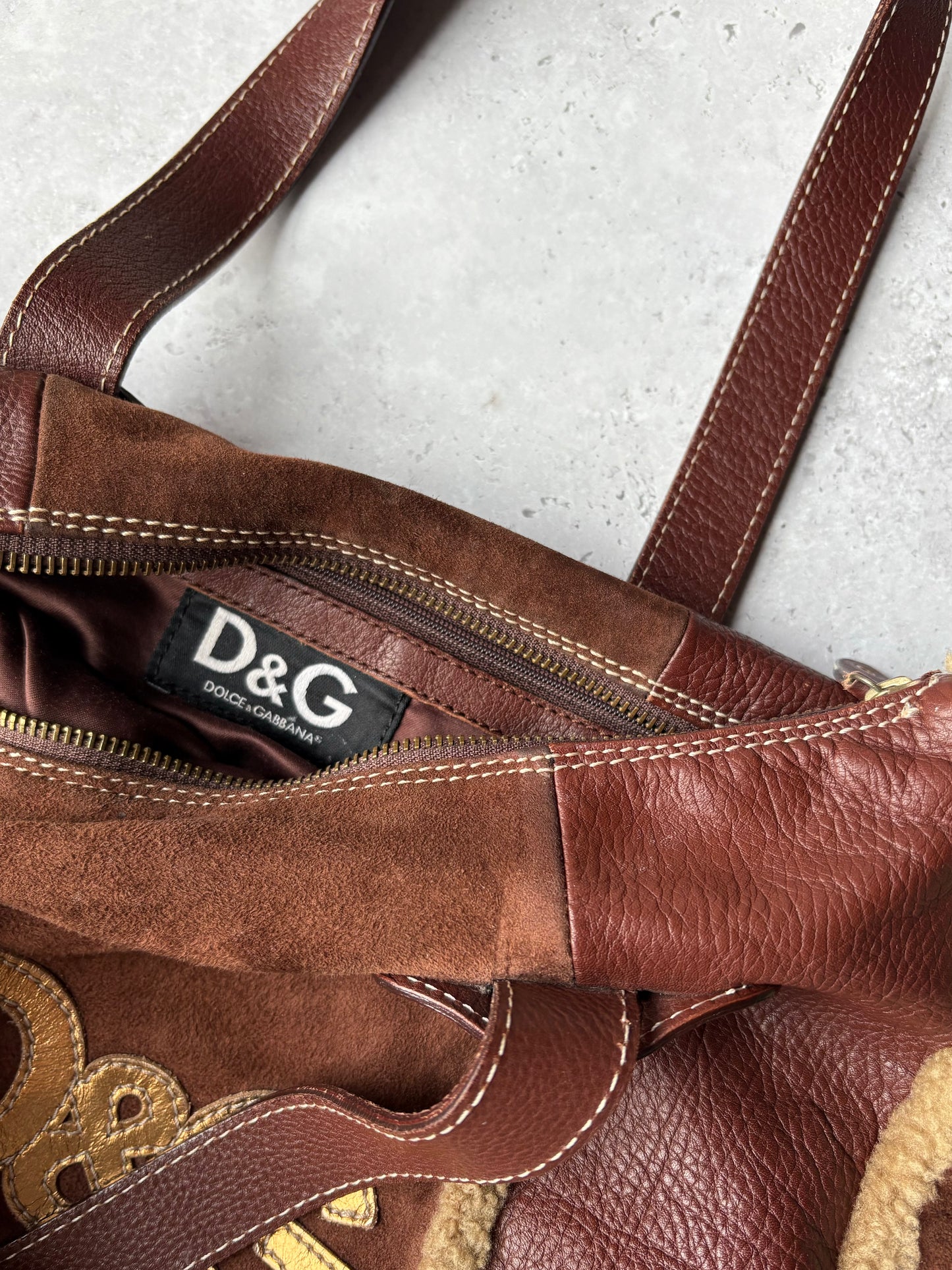 D&G Suede and Shearling Tote Bag